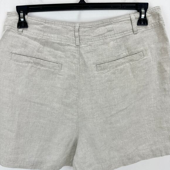 Madewell Pintucked Shorts in 100% Linen Oat Beige High Rise Vacation US 12 NWT - Picture 11 of 13